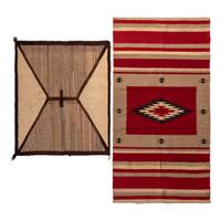 Navajo Single Saddle Blanket and Chimayo Rug