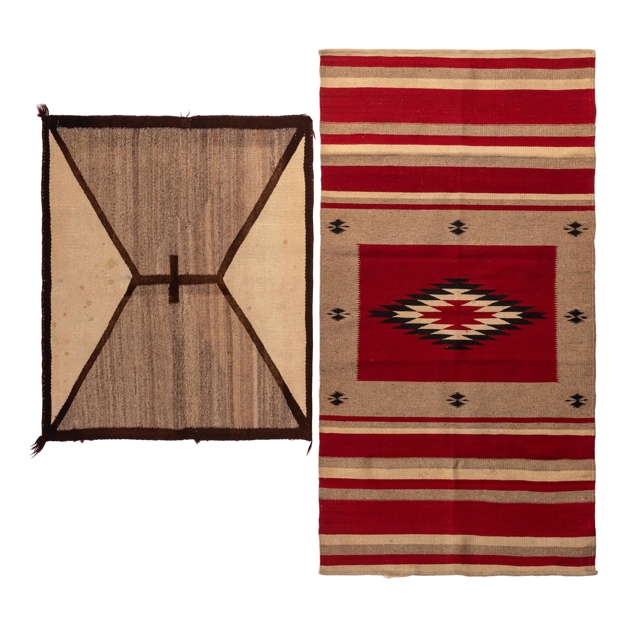 Navajo Single Saddle Blanket and Chimayo Rug