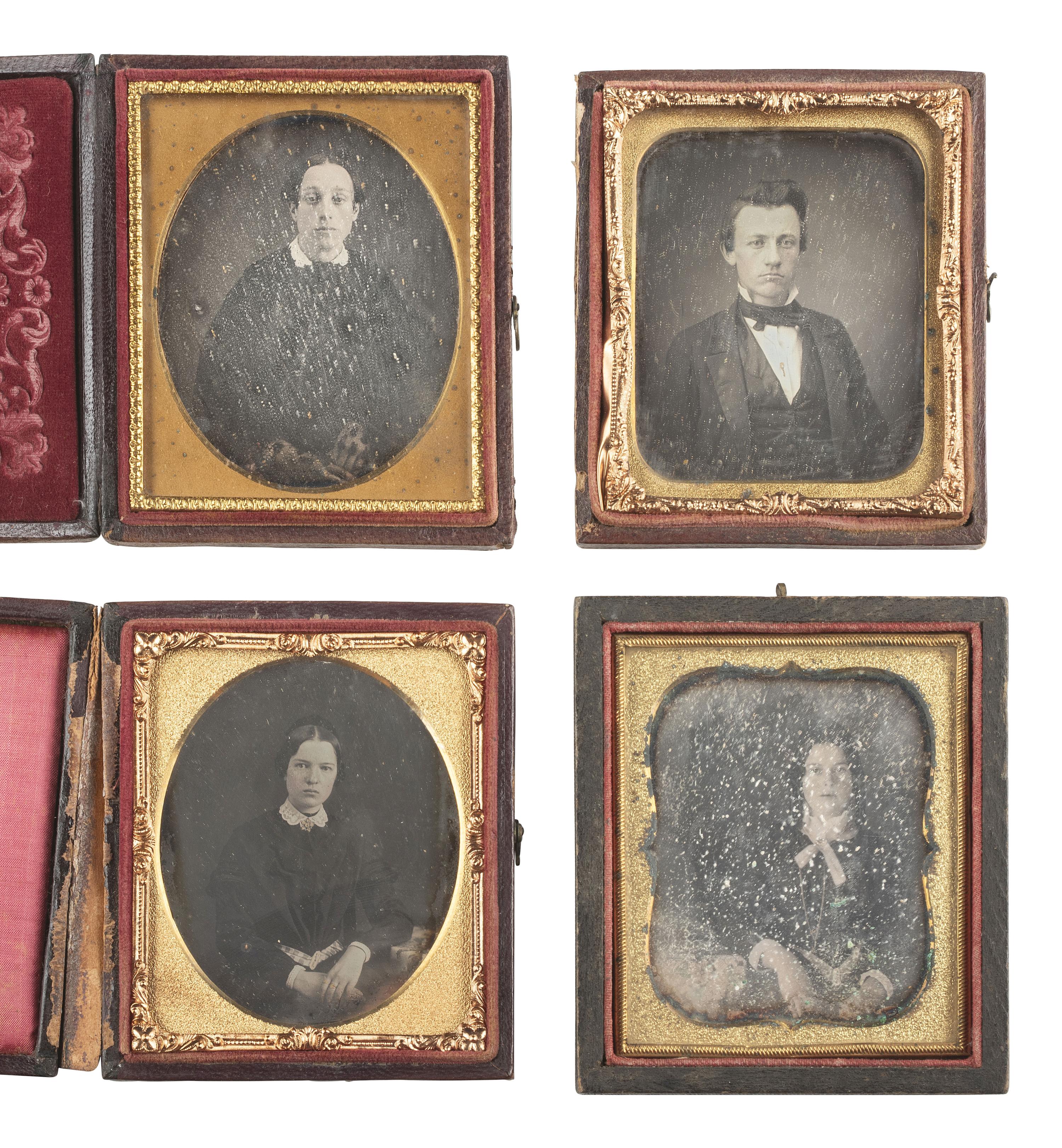 [EARLY PHOTOGRAPHY]. 18 sixth plate daguerreotypes of adolescent males and females.