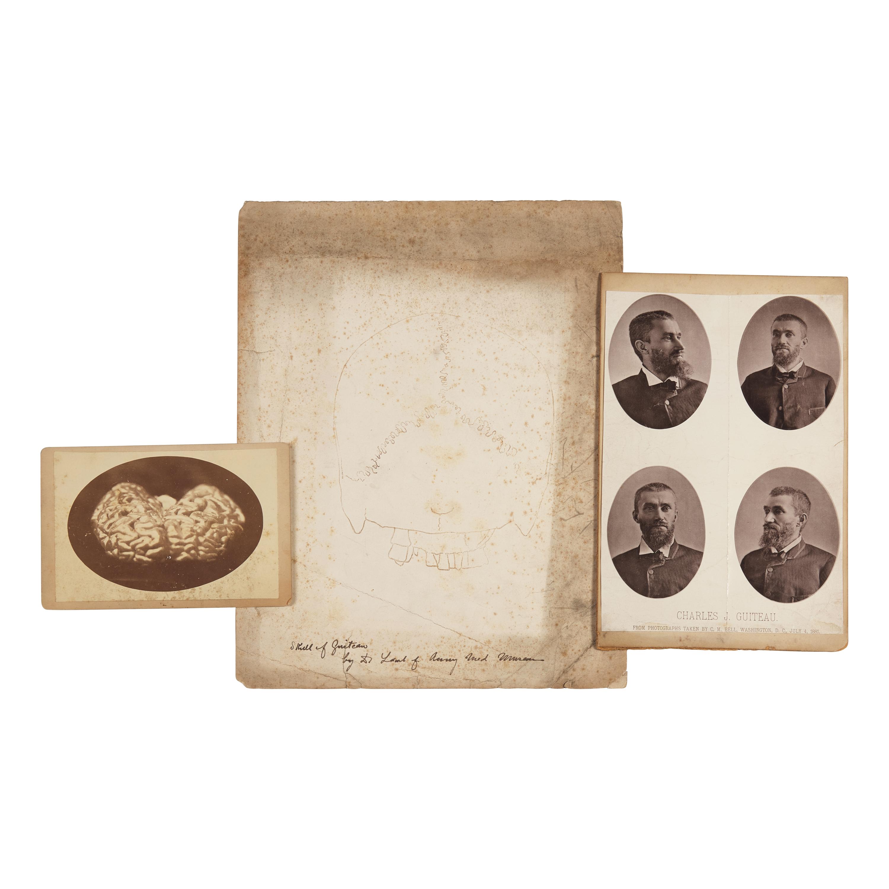 [Garfield, James] Group of 3 Items Related to Presidential Assassin Charles J. Guiteau, Previously Owned by Dr. Edward Charles Spitzka