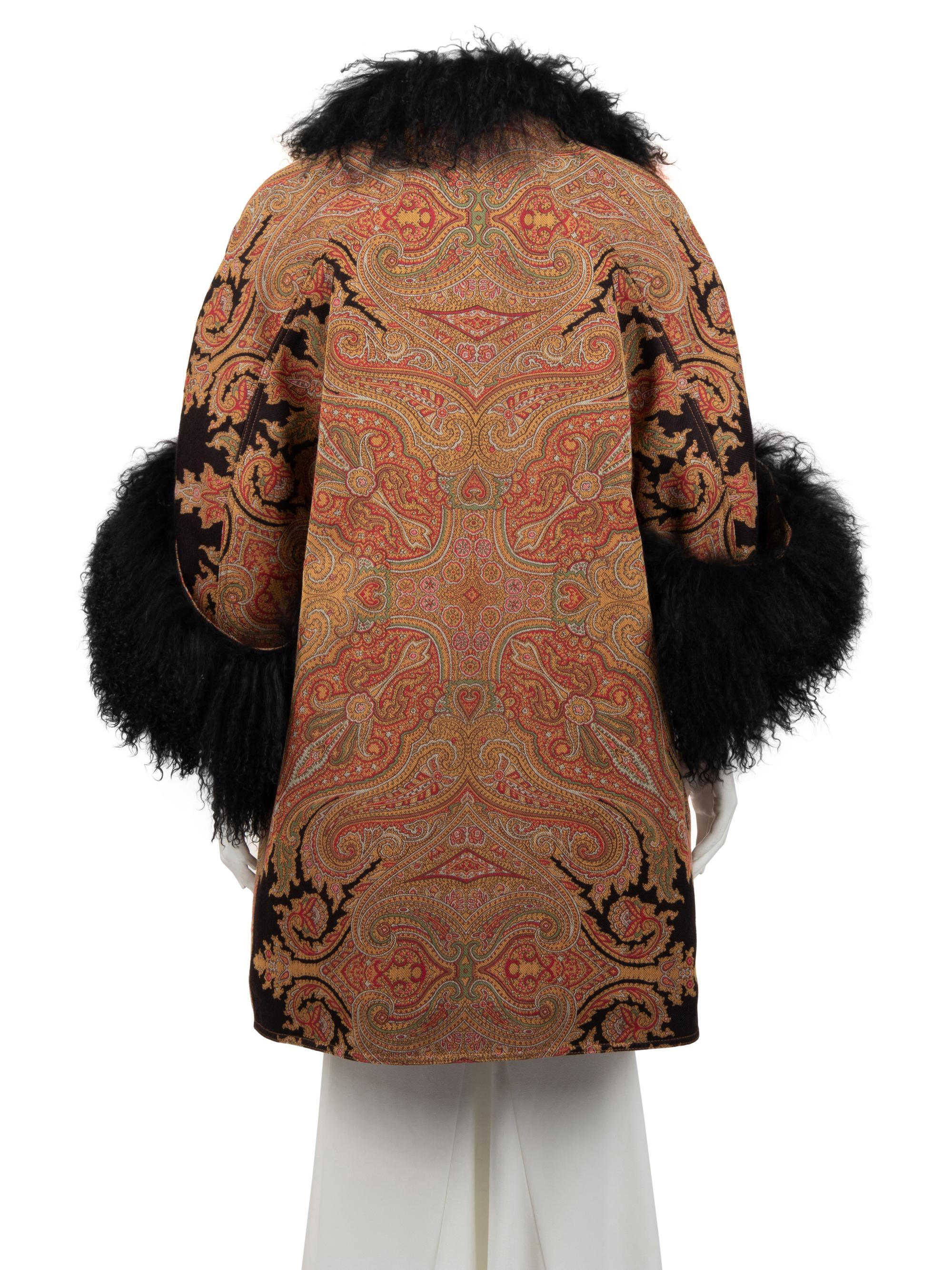 Ralph Rucci Paisley Coat with Lamb Fur Trim, 2011