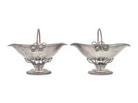 A Pair of Arts & Crafts Hand-Hammered Sterling Silver Foliate Sugar Baskets, Black, Starr & Frost - Gorham, New York, NY (active 1929-1960), Circa 1930