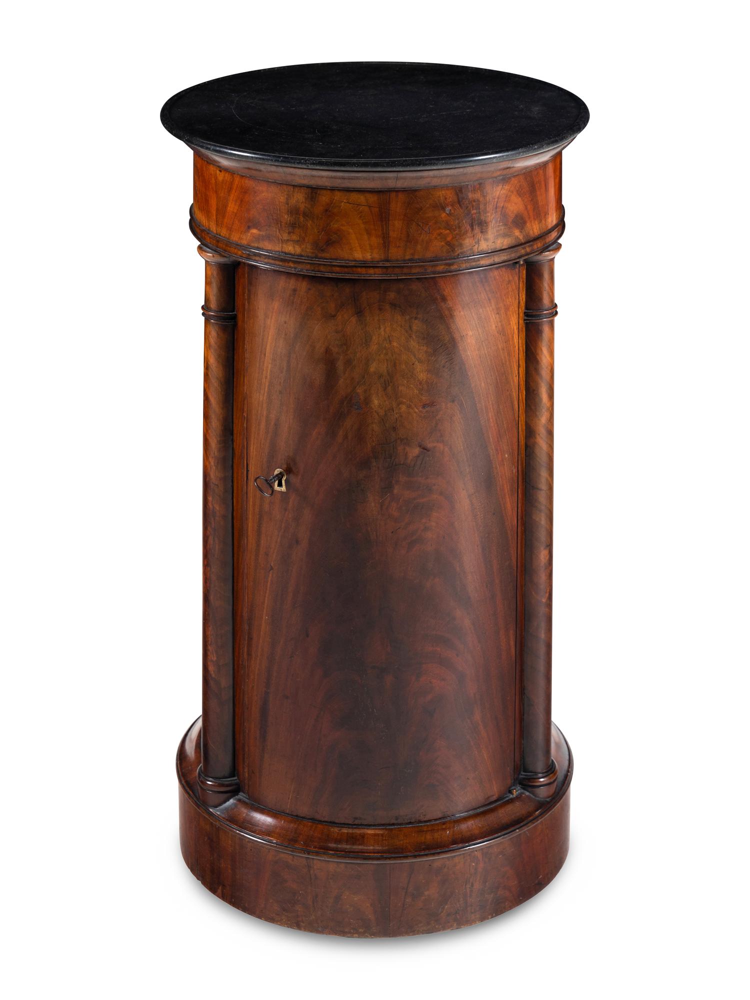 A Louis Philippe Mahogany Marble-Top Pedestal Cabinet