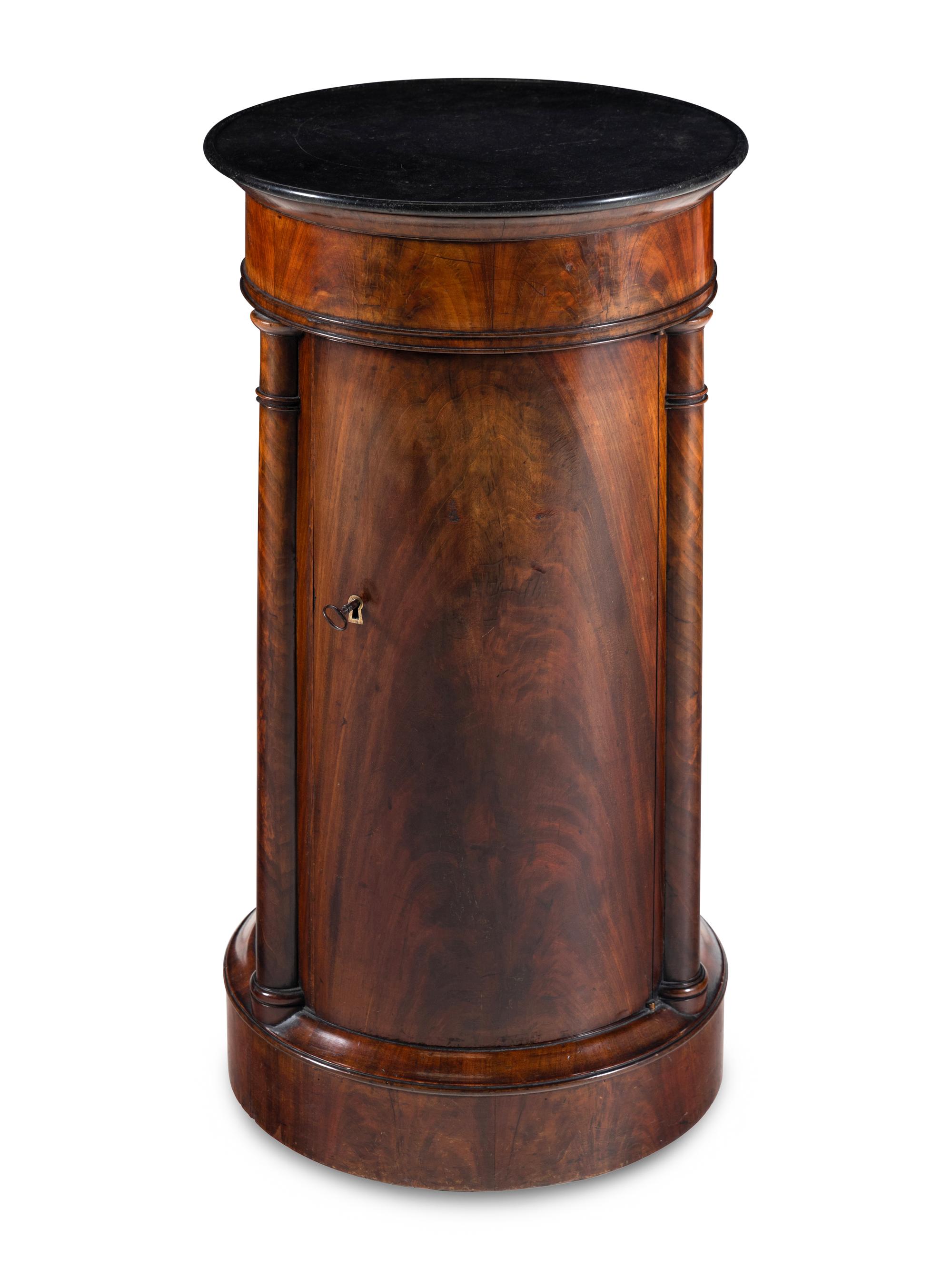 A Louis Philippe Mahogany Marble-Top Pedestal Cabinet