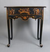 A Painted Table with Chinoiserie Lacquered Decoration, Paine Furniture Company, Height 28 1/2 x width 27 1/4 x depth 17 1/2 inches.