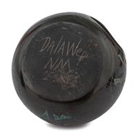 Blackware Pottery Jar, with Polychrome Sgraffito Decorations