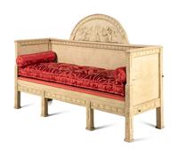 A Swedish Neoclassical Gray-Painted Hall Bench