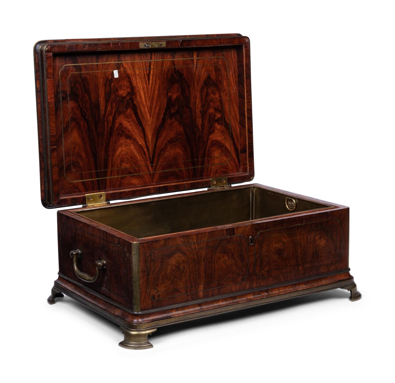 An English Brass Inlaid Walnut Document Box