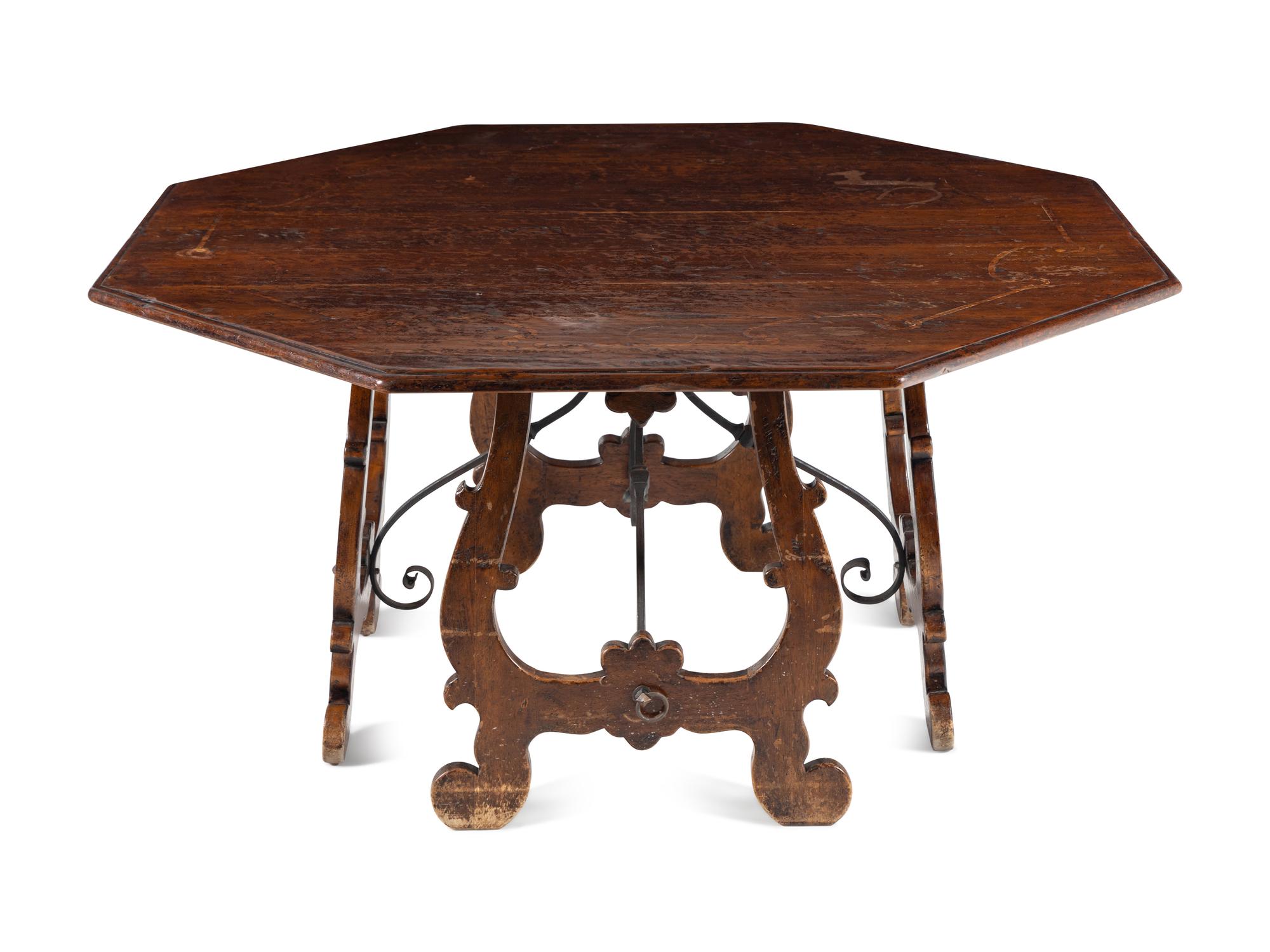 An Italian Marquetry Trestle Table