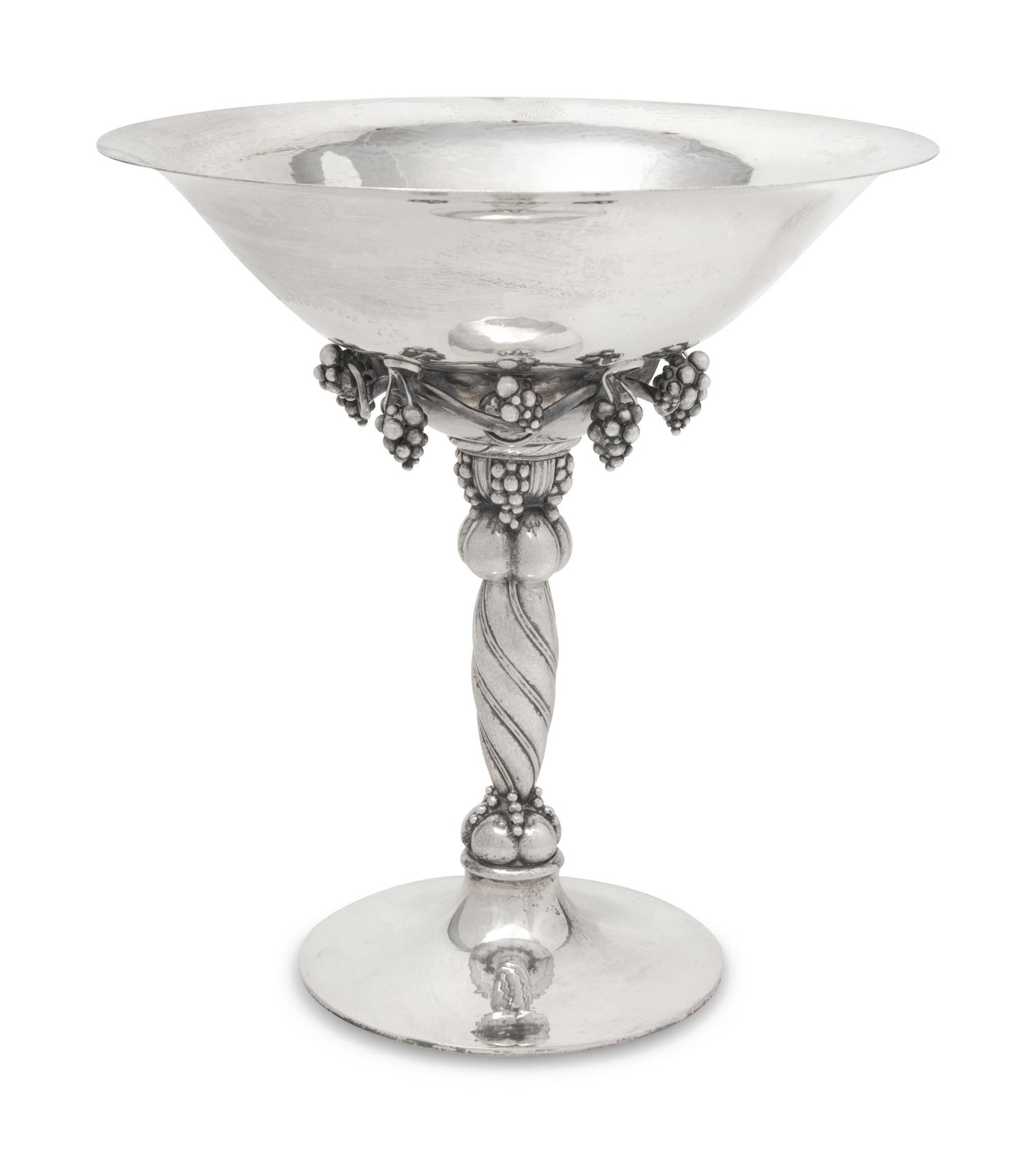 A Georg Jensen Silver Grape Pattern Tazza