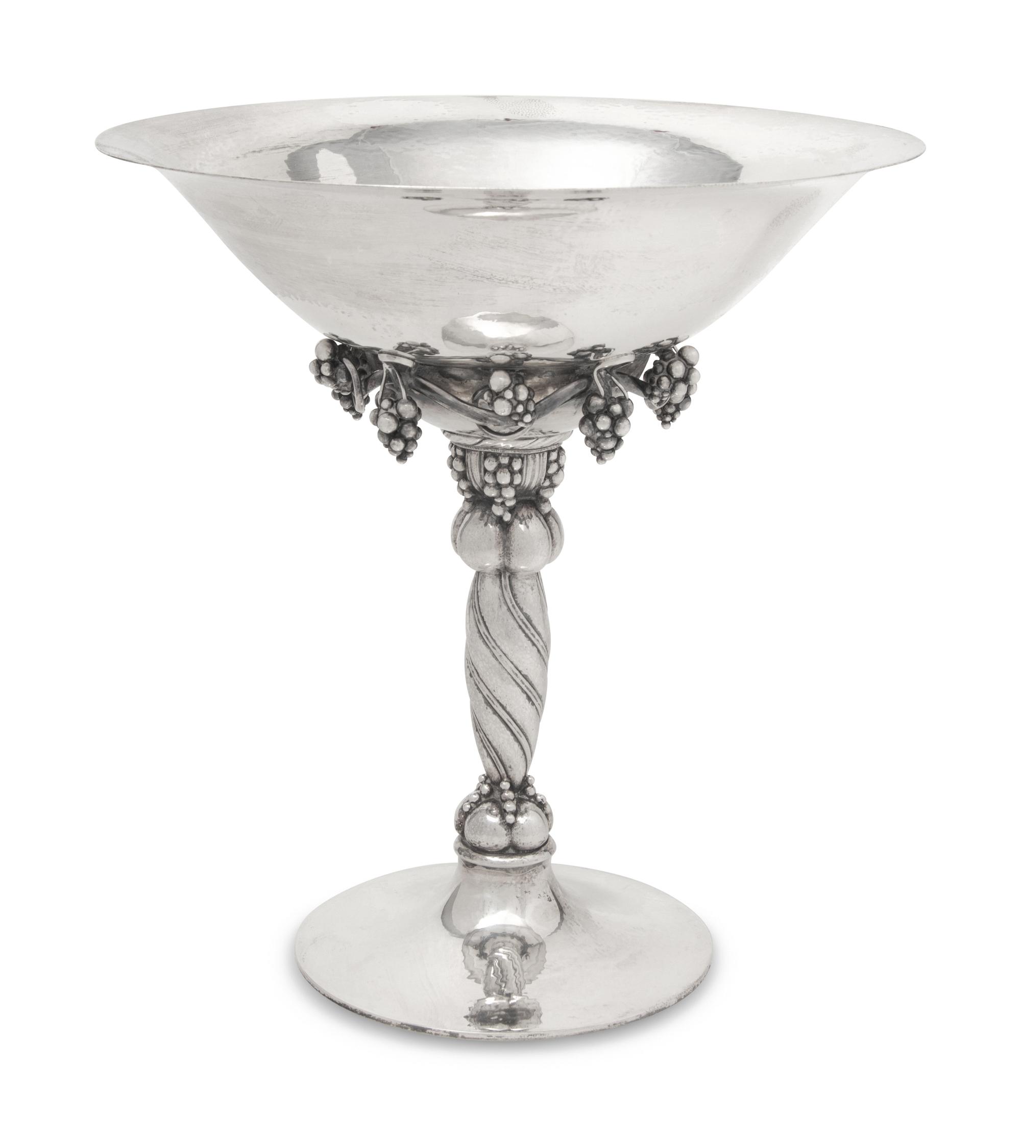A Georg Jensen Silver Grape Pattern Tazza