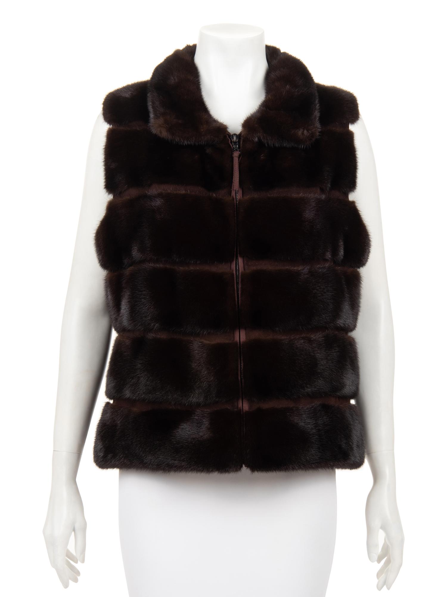 J. Mendel Mink and Suede Zip Front Vest