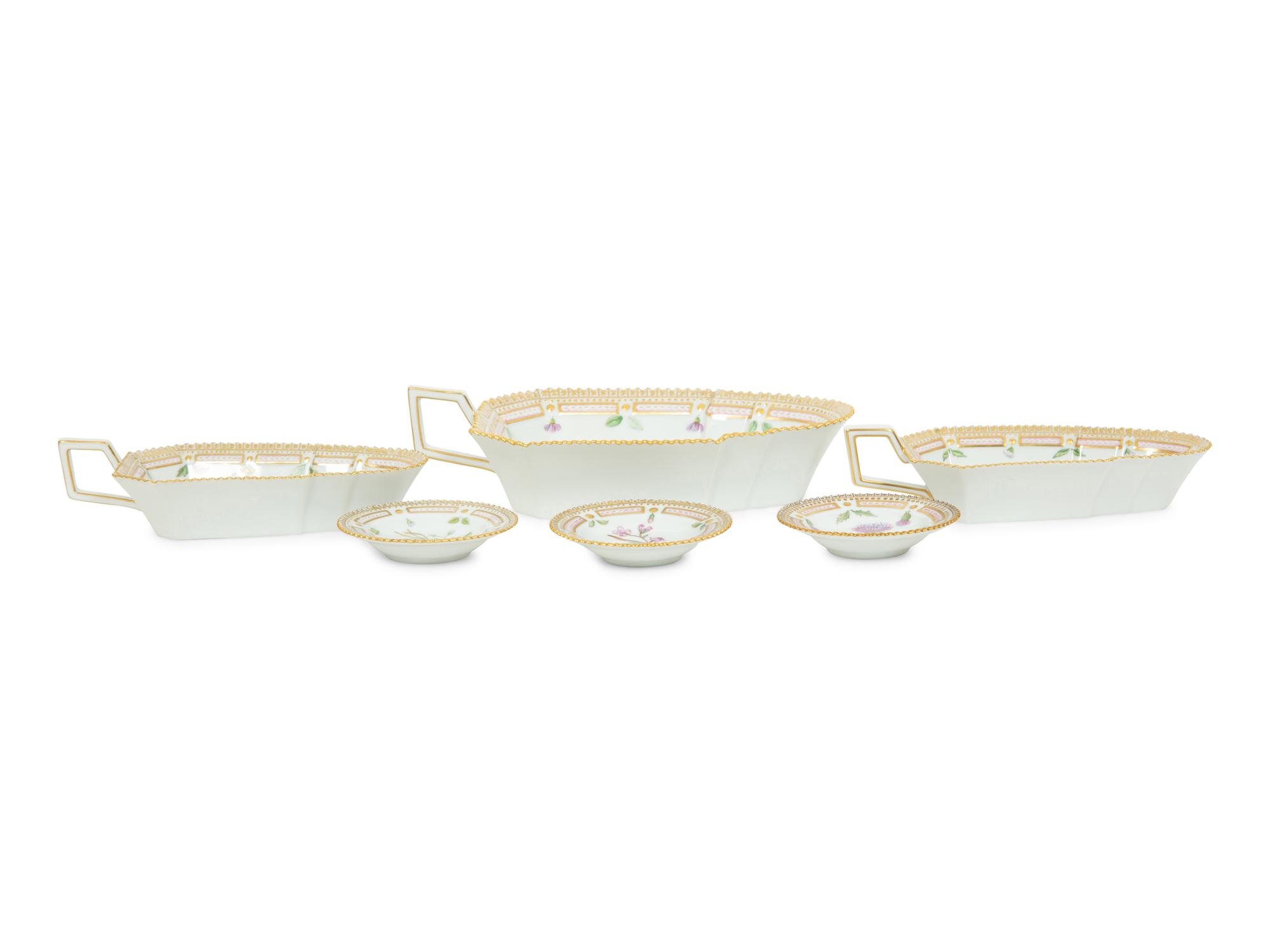 A Group of Royal Copenhagen Flora Danica Porcelain Table Articles