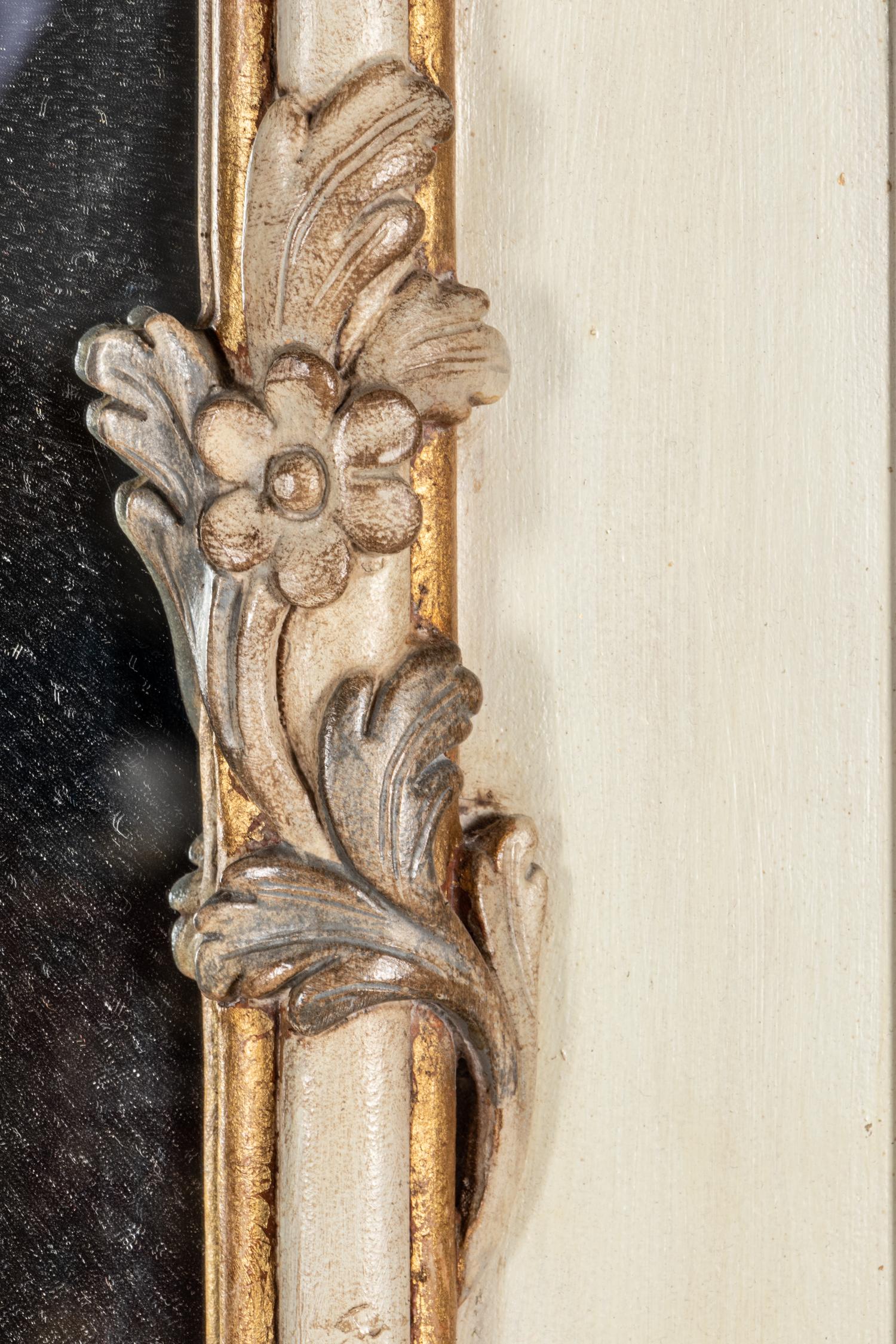 A Louis XV Style Painted and Parcel Gilt Pier Mirror