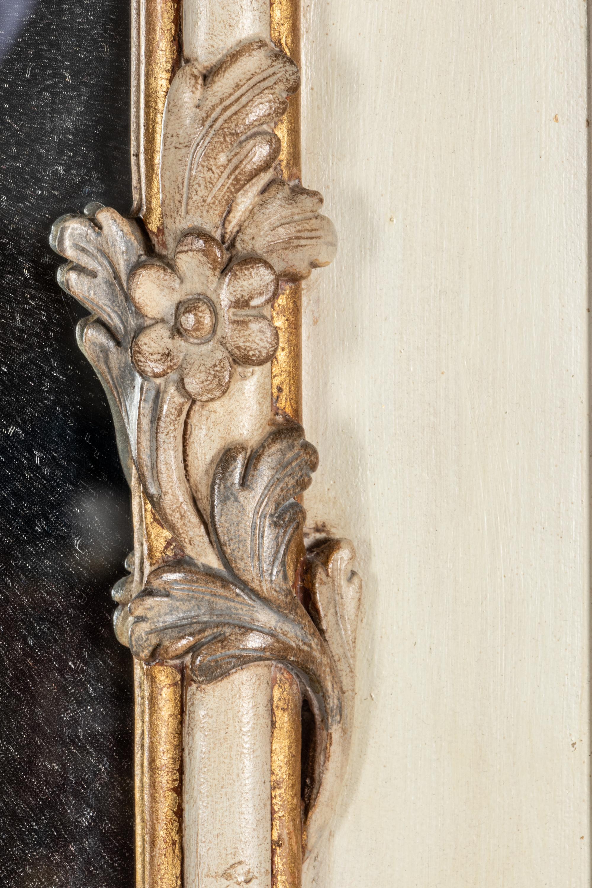A Louis XV Style Painted and Parcel Gilt Pier Mirror