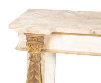 A Pair of French Neoclassical Painted and Parcel Gilt Pier Tables