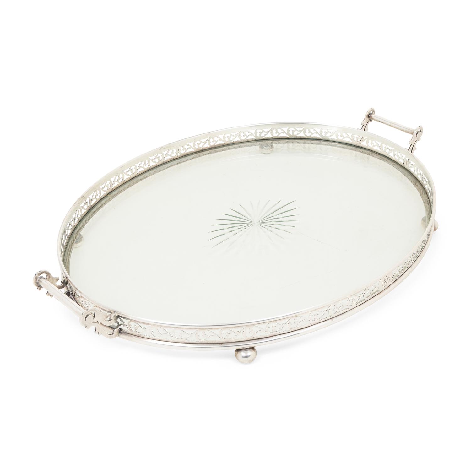 An American Silver Mounted Cut Glass Tray