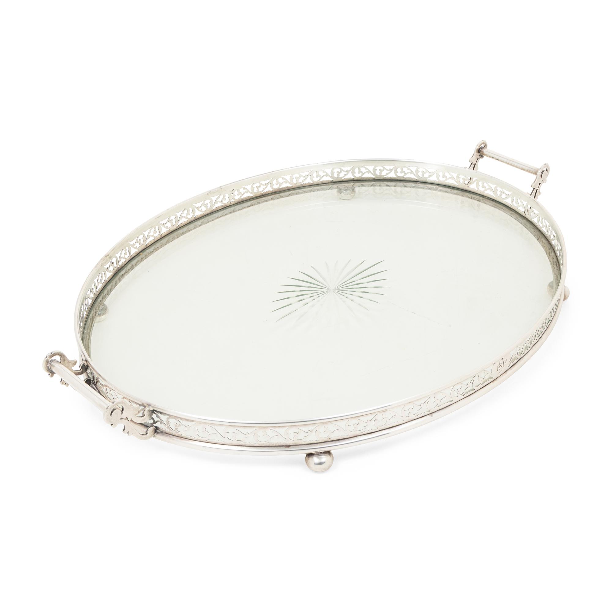 An American Silver Mounted Cut Glass Tray