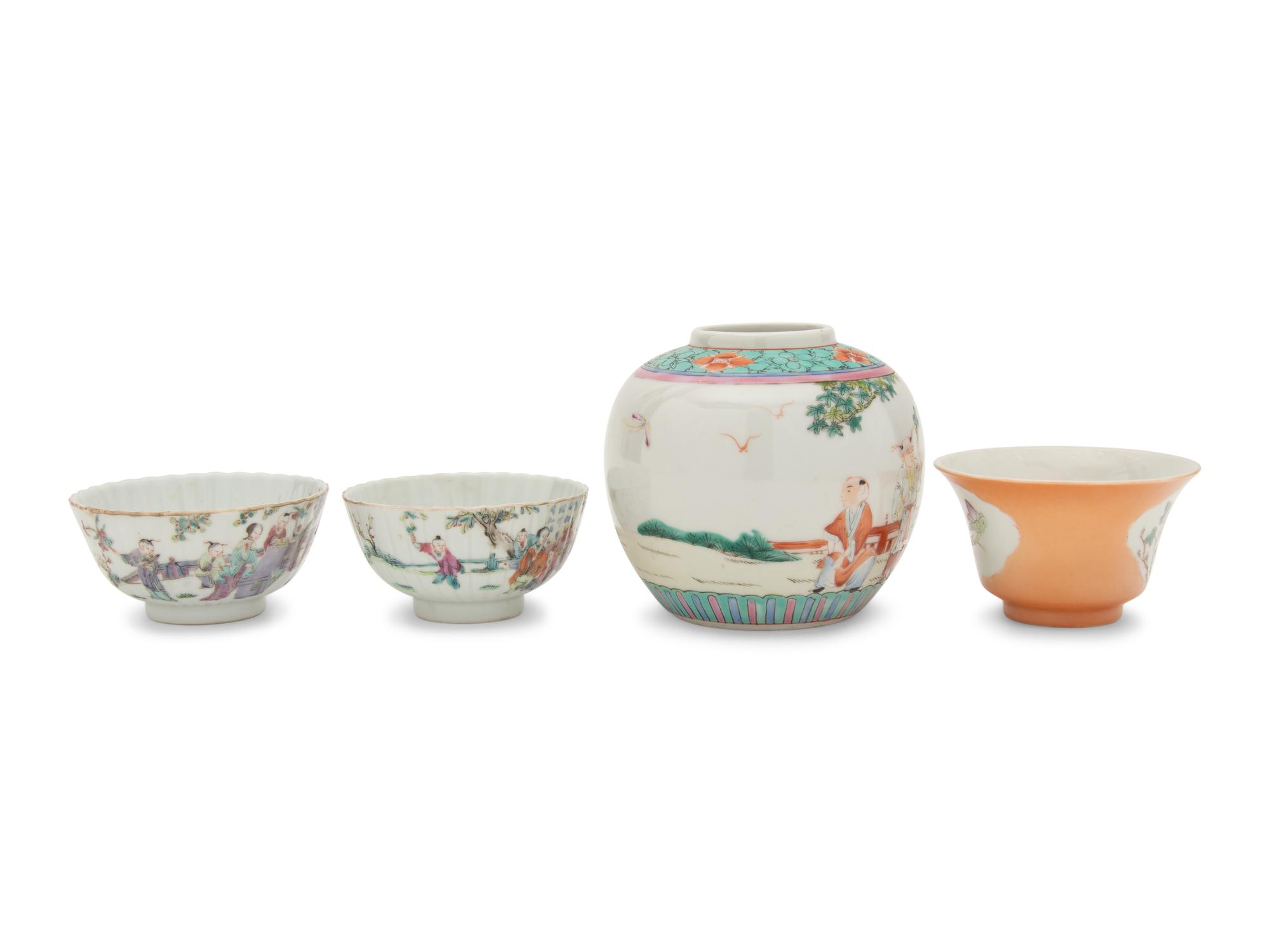 Four Chinese Famille Rose Porcelain Wares