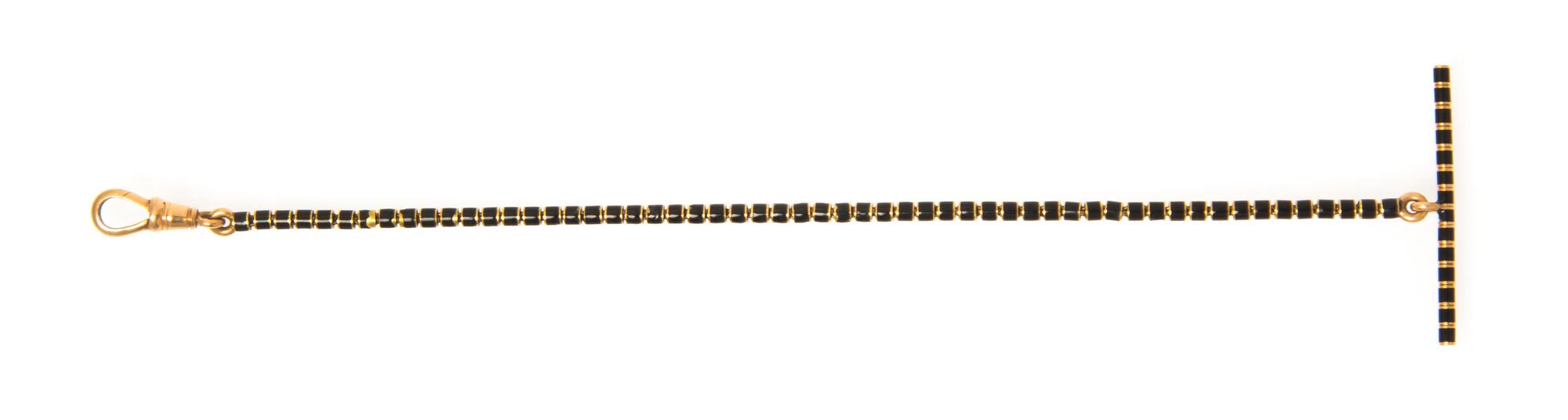 An 18 Karat Yellow Gold and Onyx Watch Fob Chain, 4.80 dwts.