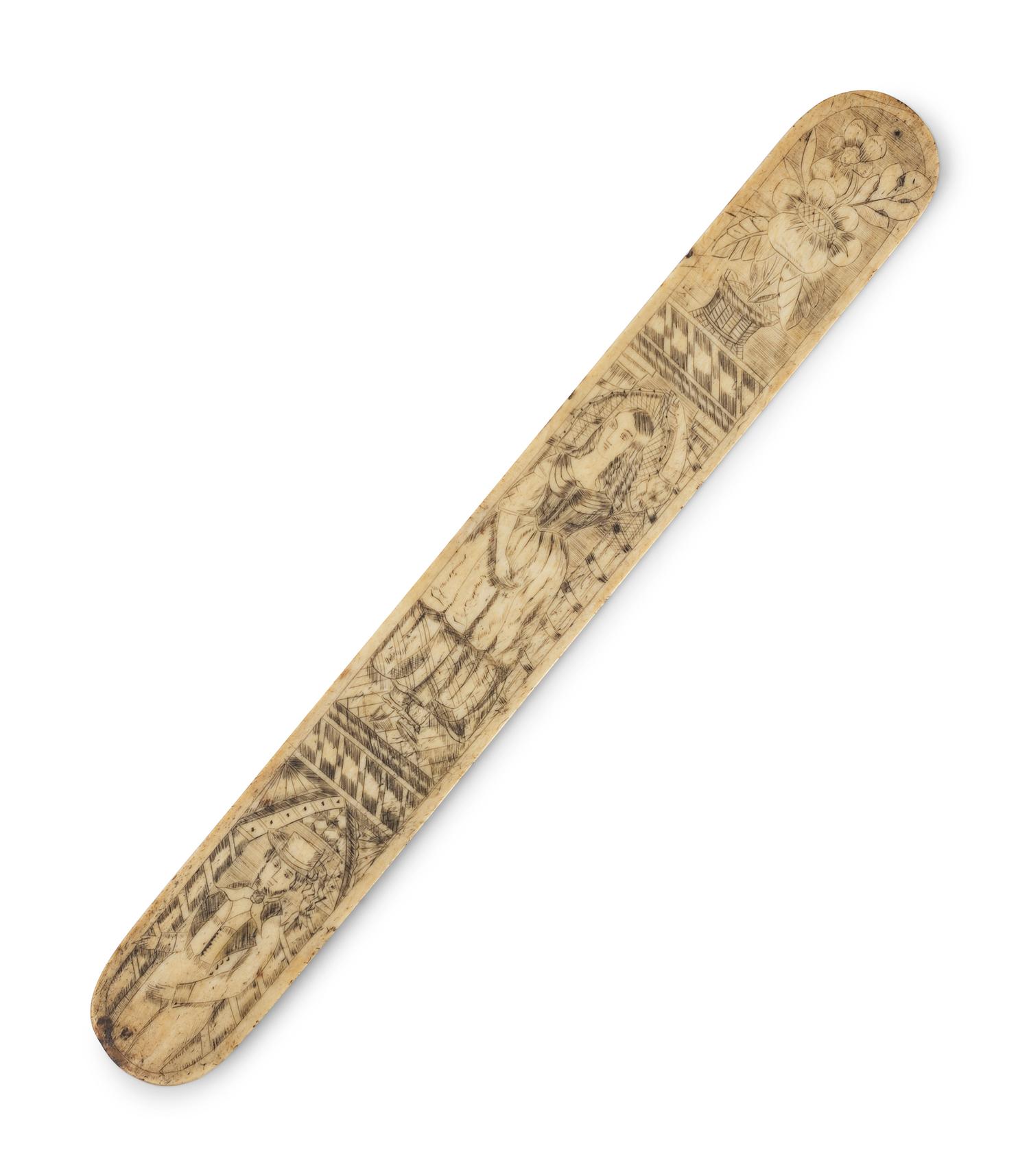 A Scrimshaw Corset Busk with Man and Woman