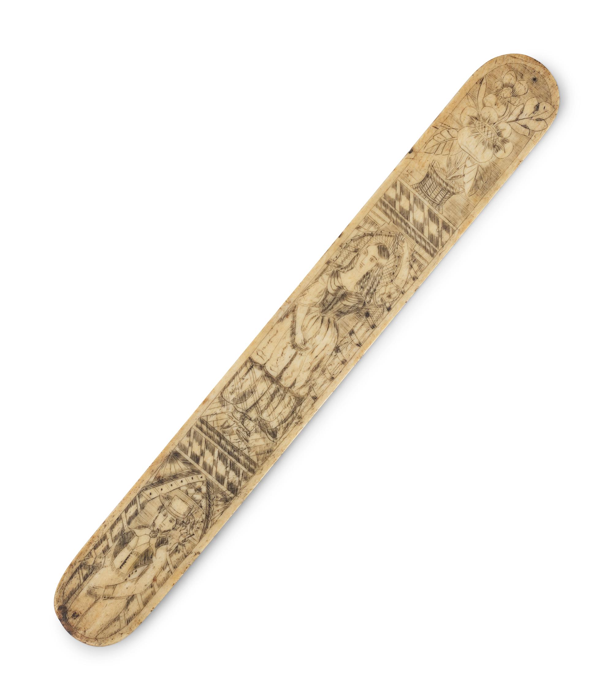 A Scrimshaw Corset Busk with Man and Woman