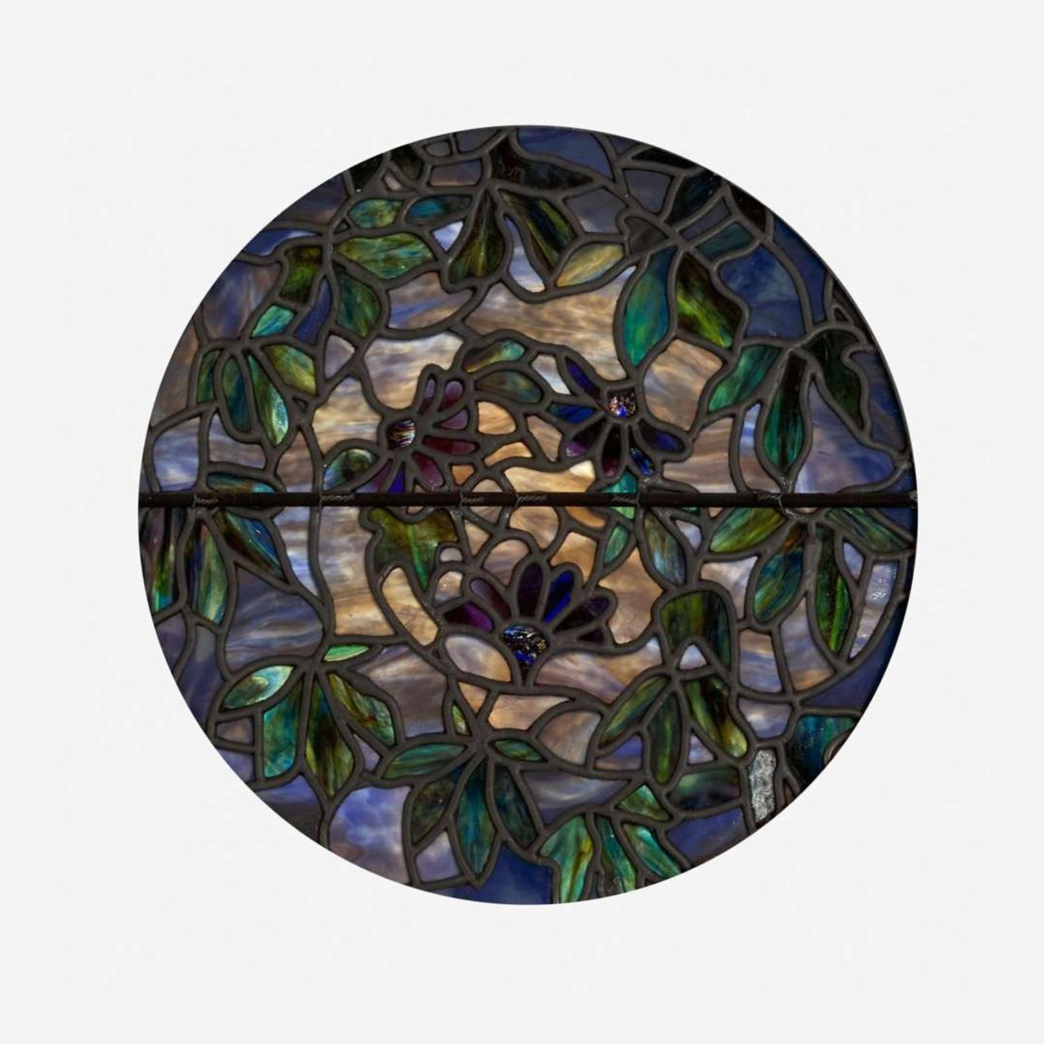 Tiffany Studios "Passionflower, Iris, and Mock Orange" Landscape Window, Probably the Dodd Memorial Window, St. Andrew's Episcopal Church, Meriden, Connecticut, circa 1892