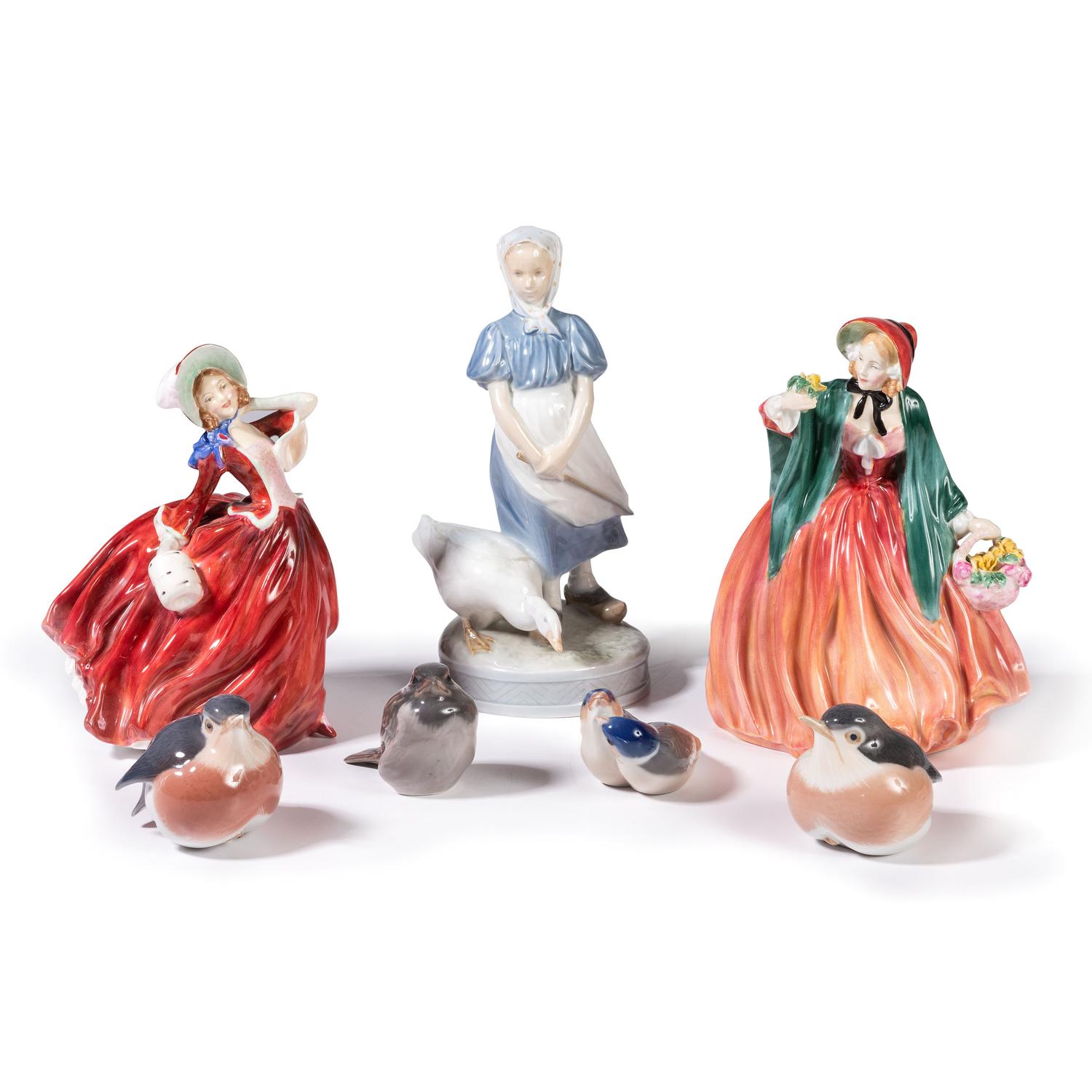 Royal Doulton and Royal Copenhagen Porcelain Figures and Birds