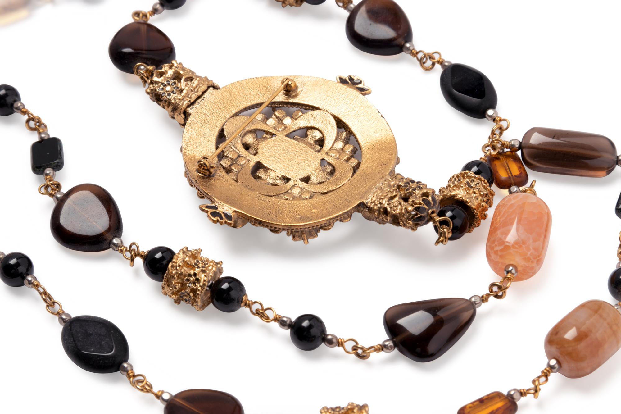 Chanel Stone and Chain Necklace with Brooch Pin, Fall 2011