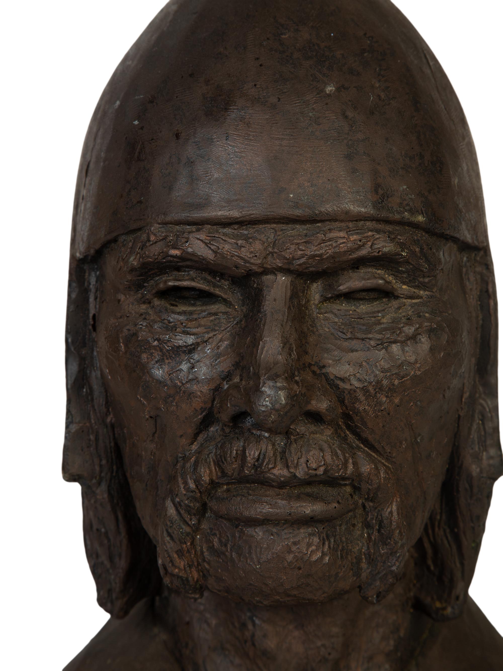 A Resin Bust of a Chinese Warrior