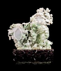 An Apple Green and White Jadeite Covered Vase Height 9 inches. — 20TH CENTURY