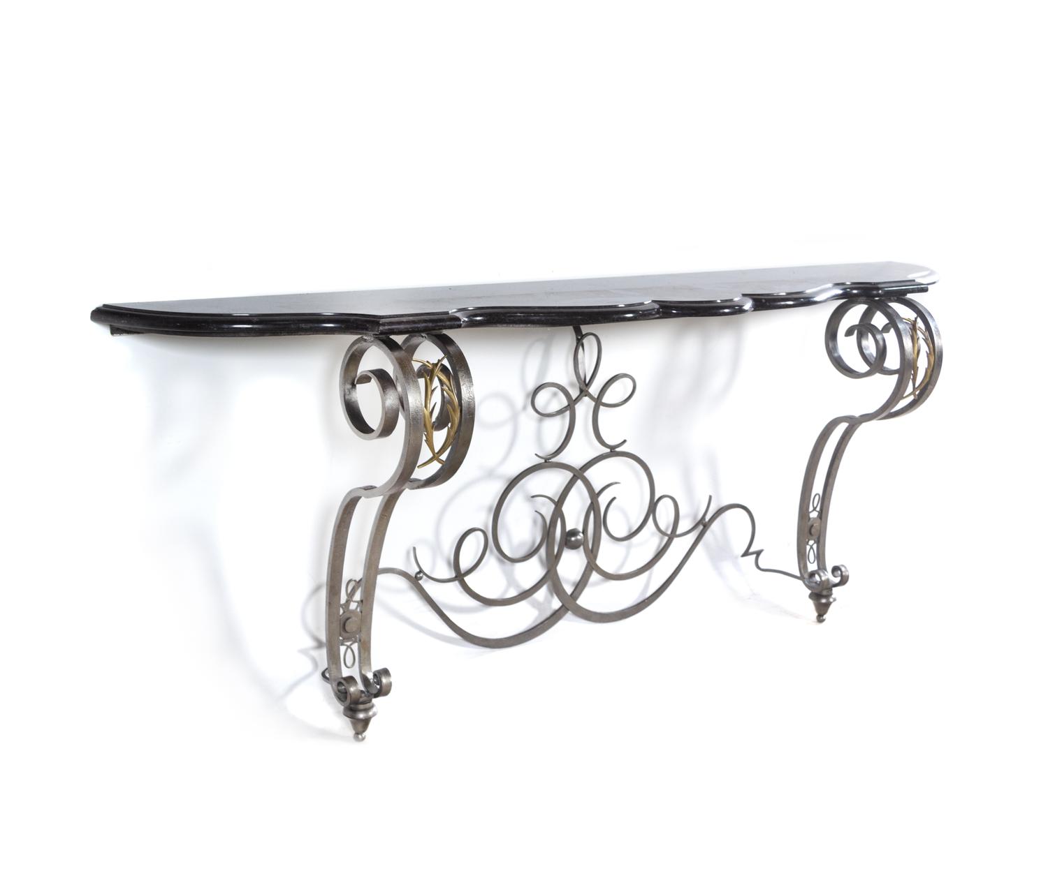 A French Steel and Marble Console Table