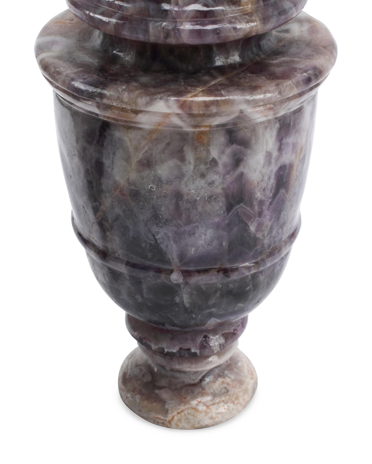 A Pair of Continental Semiprecious Stone Urns