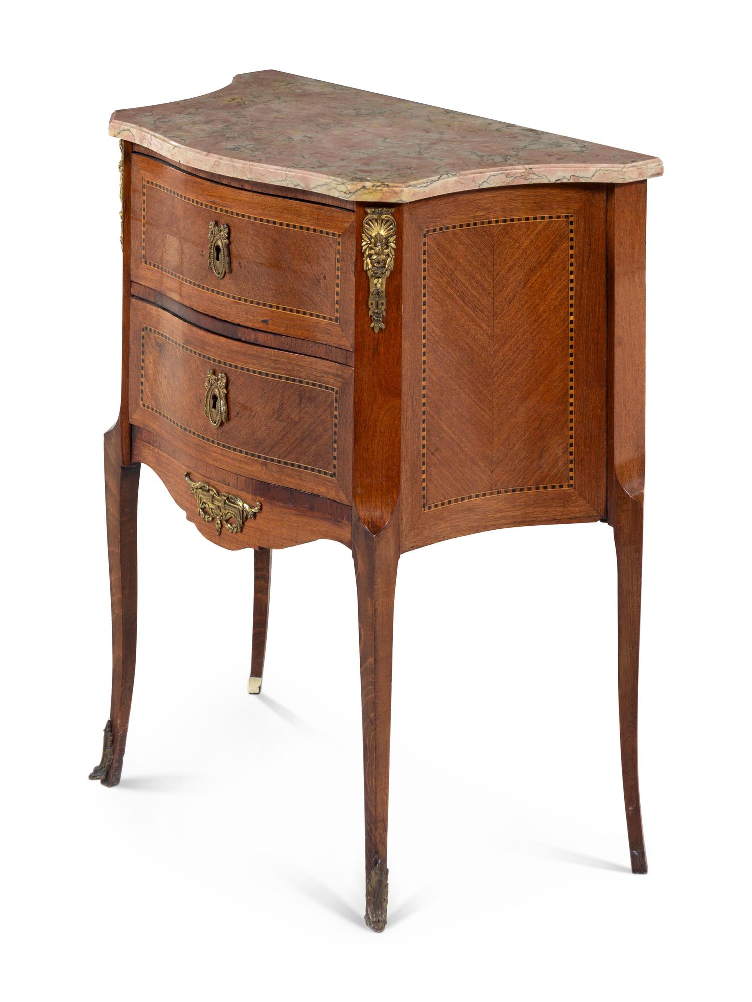 A Louis XV/XVI Style Diminutive Marble-Top Commode