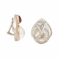 Mabé Pearl and Tourmaline Earrings