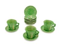 A Set of Ten Dodie Thayer Lettuceware Demitasse Cups and Saucers