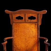 A Chinese Hardwood and Huamu Armchair, Fushouyi, Late 19th to 20th Century 晚清民國 硬木拼樺木扶手椅