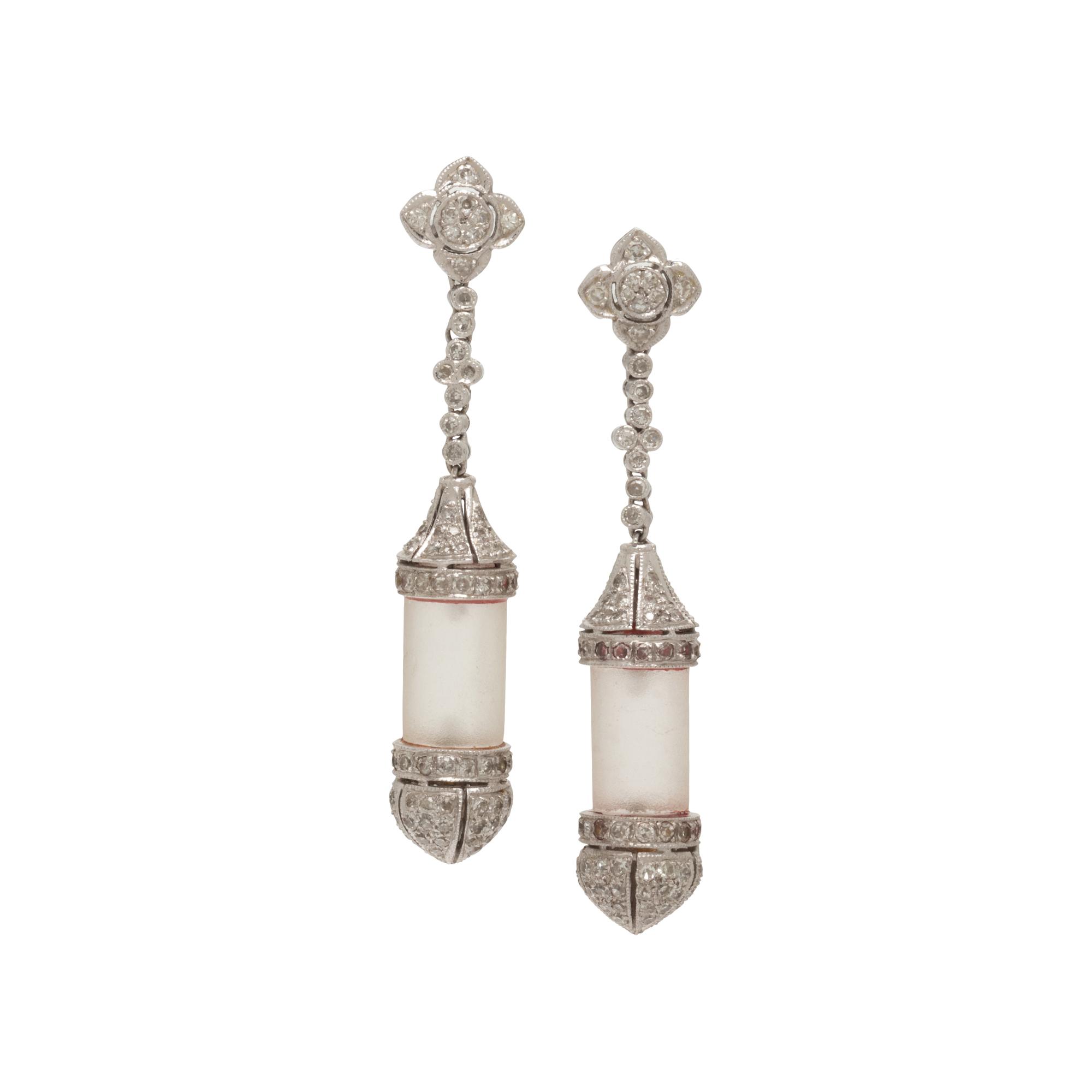 ROCK CRYSTAL AND DIAMOND EARRINGS