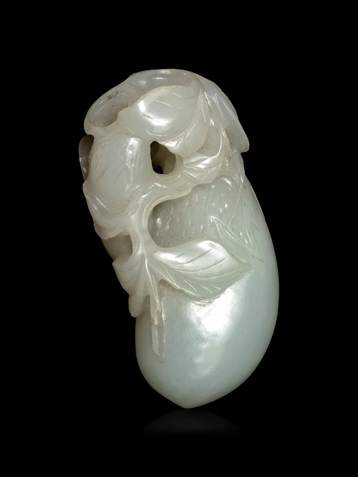 A White Jade 'Eggplant' Carving
