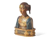 An Italian Renaissance-style bust of a young woman