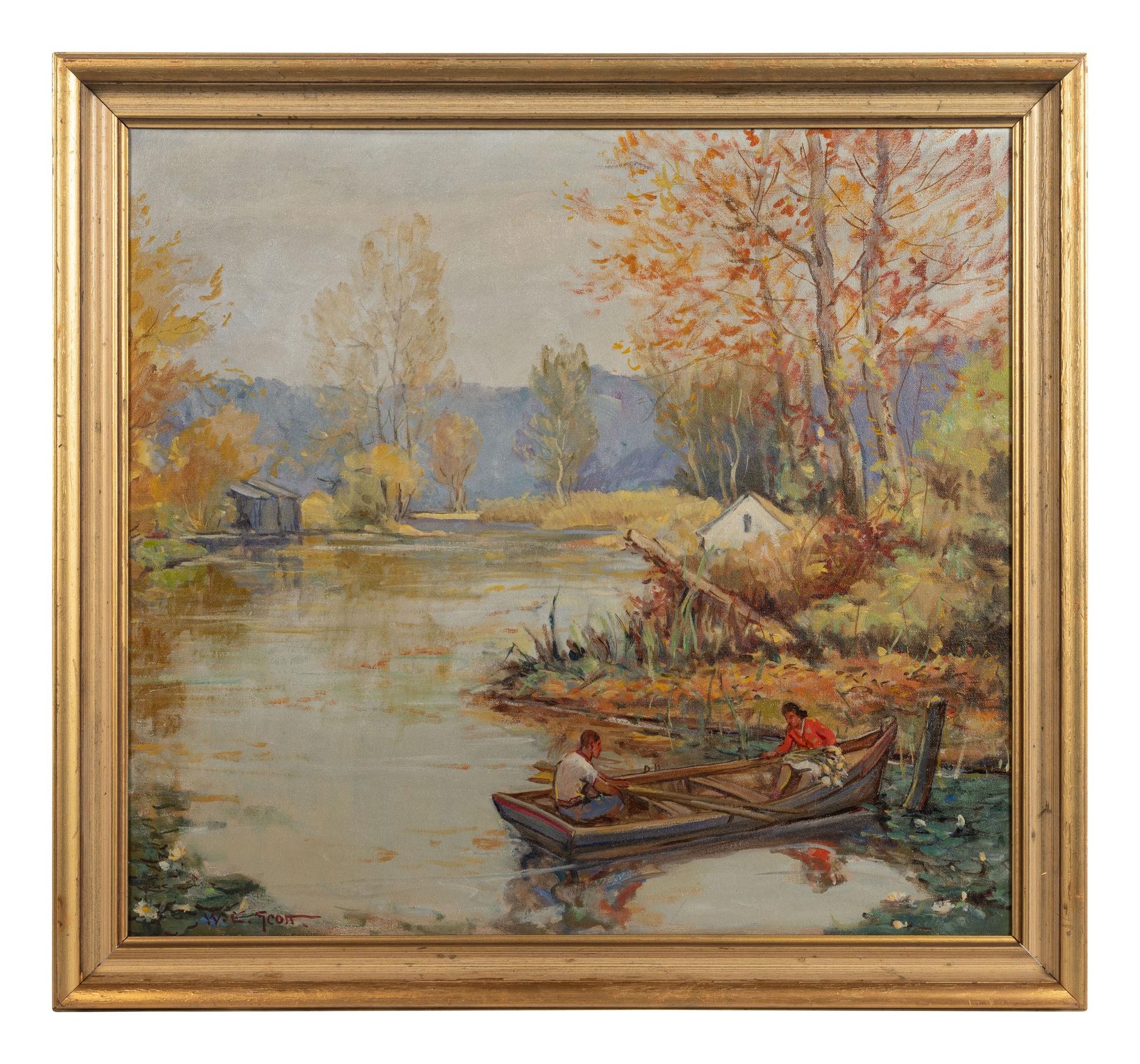 Couple Boating on a Country Lake