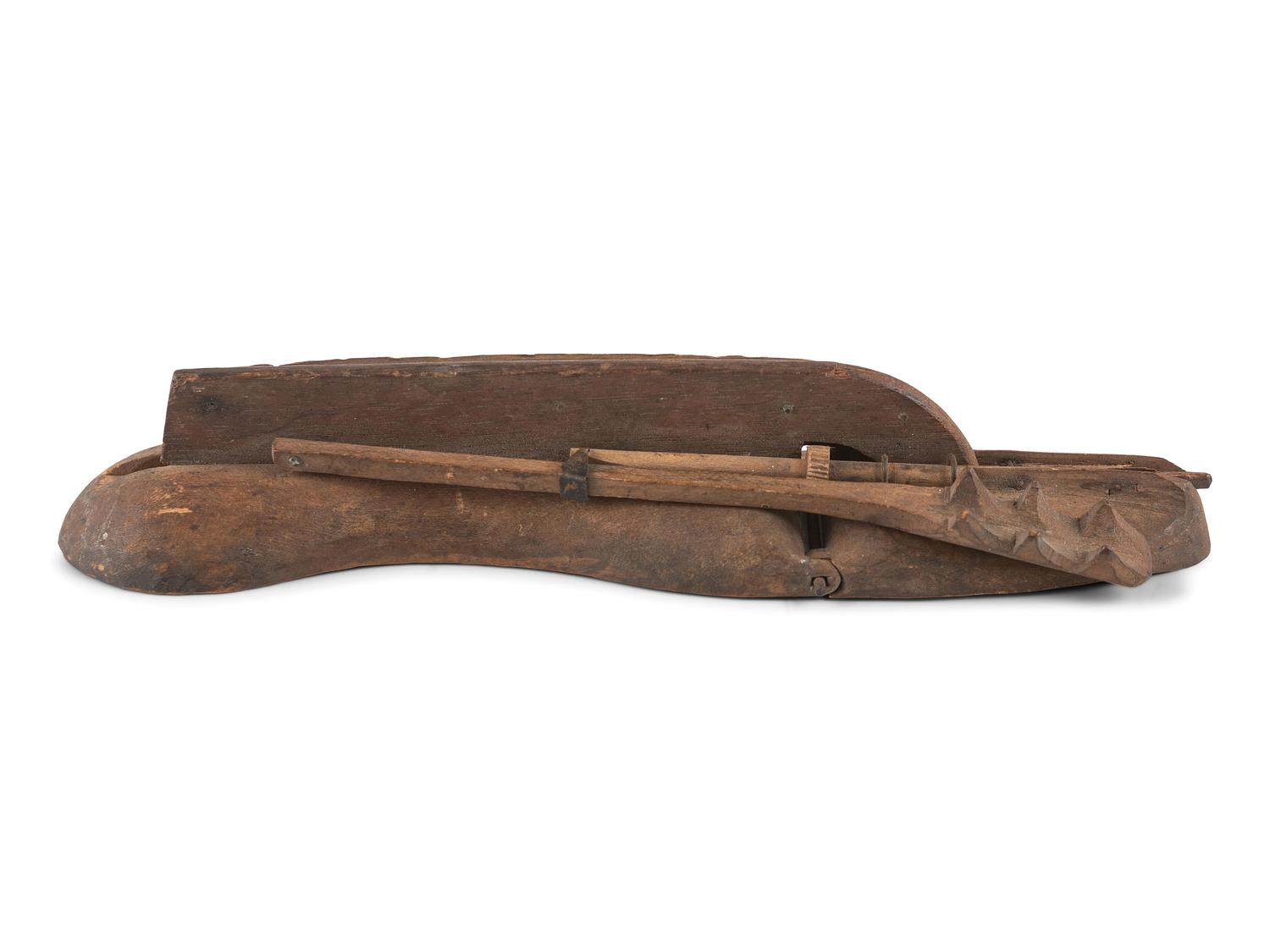 A Wooden Ice-Skate Patent Model with Inscriptions