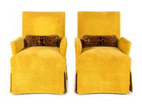 A Pair of George Smith La Rizza Armchairs with Custom Upholstery