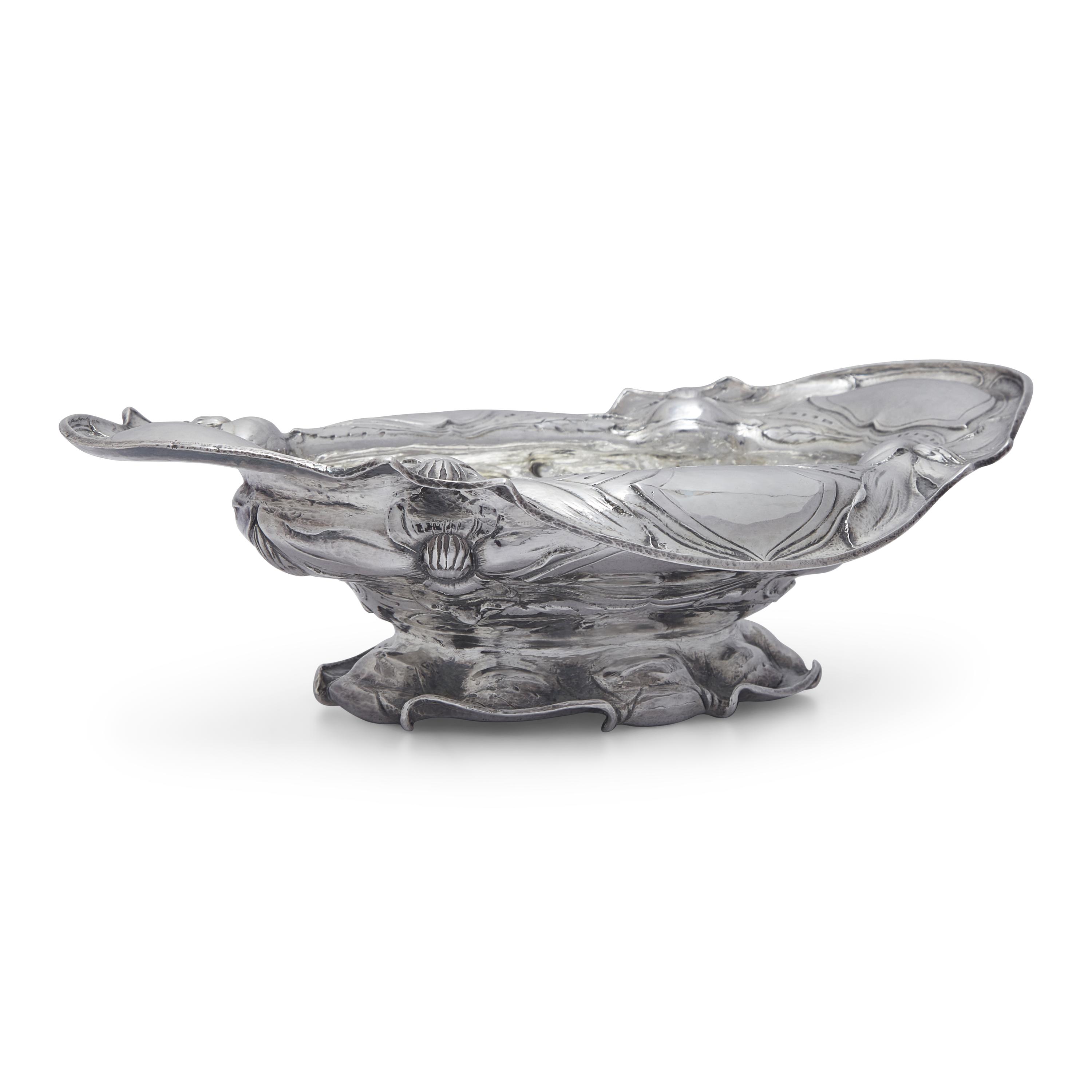 An Art Nouveau Martele Silver Footed Dish