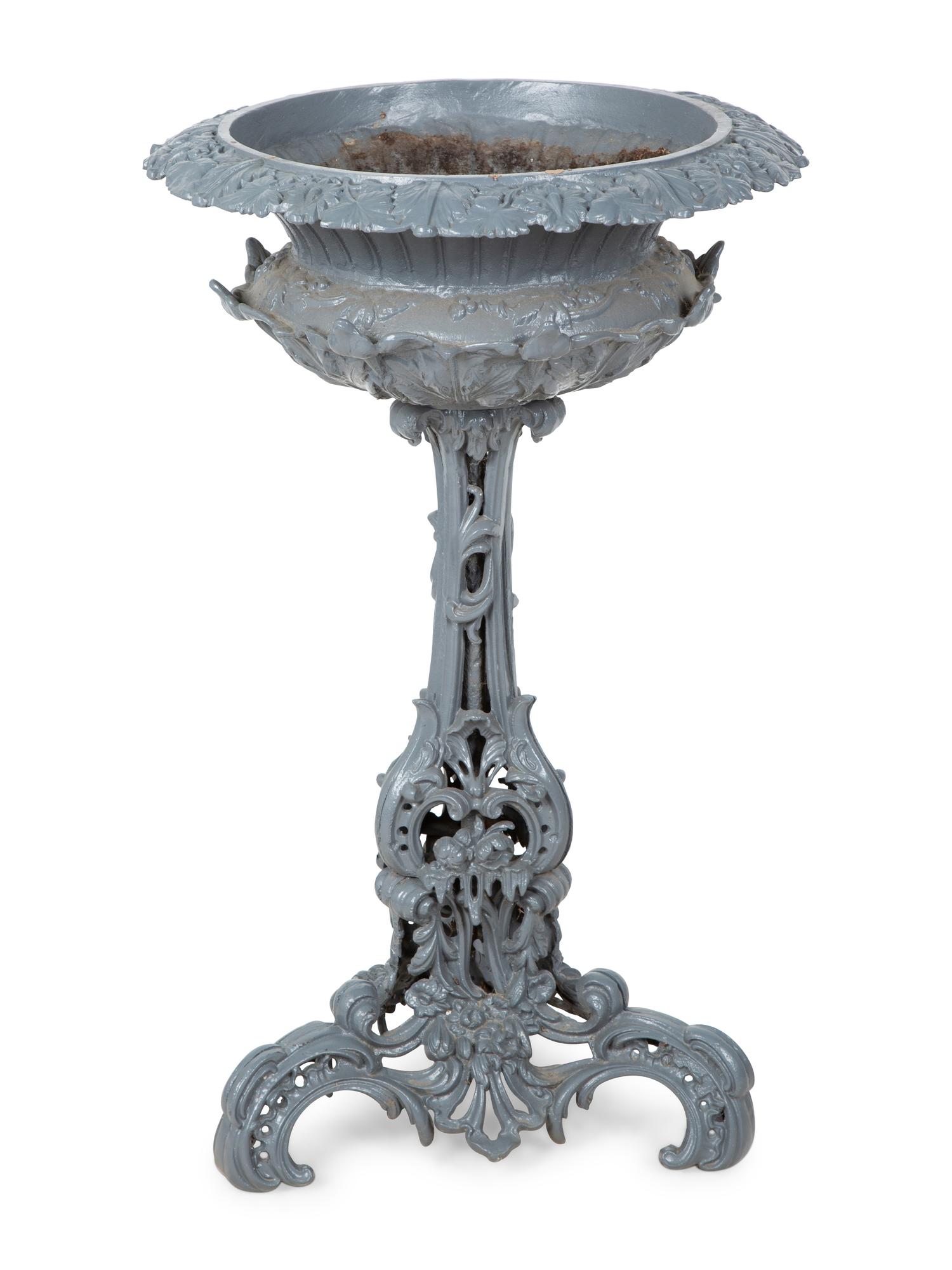 A Victorian Style Painted Iron Pedestal Jardiniere
