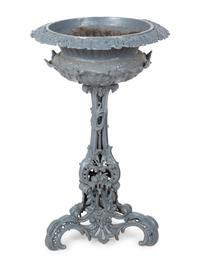 A Victorian Style Painted Iron Pedestal Jardiniere