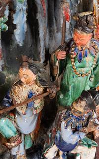 A Large Polychrome Enameled Tileworks Architectural Plaque