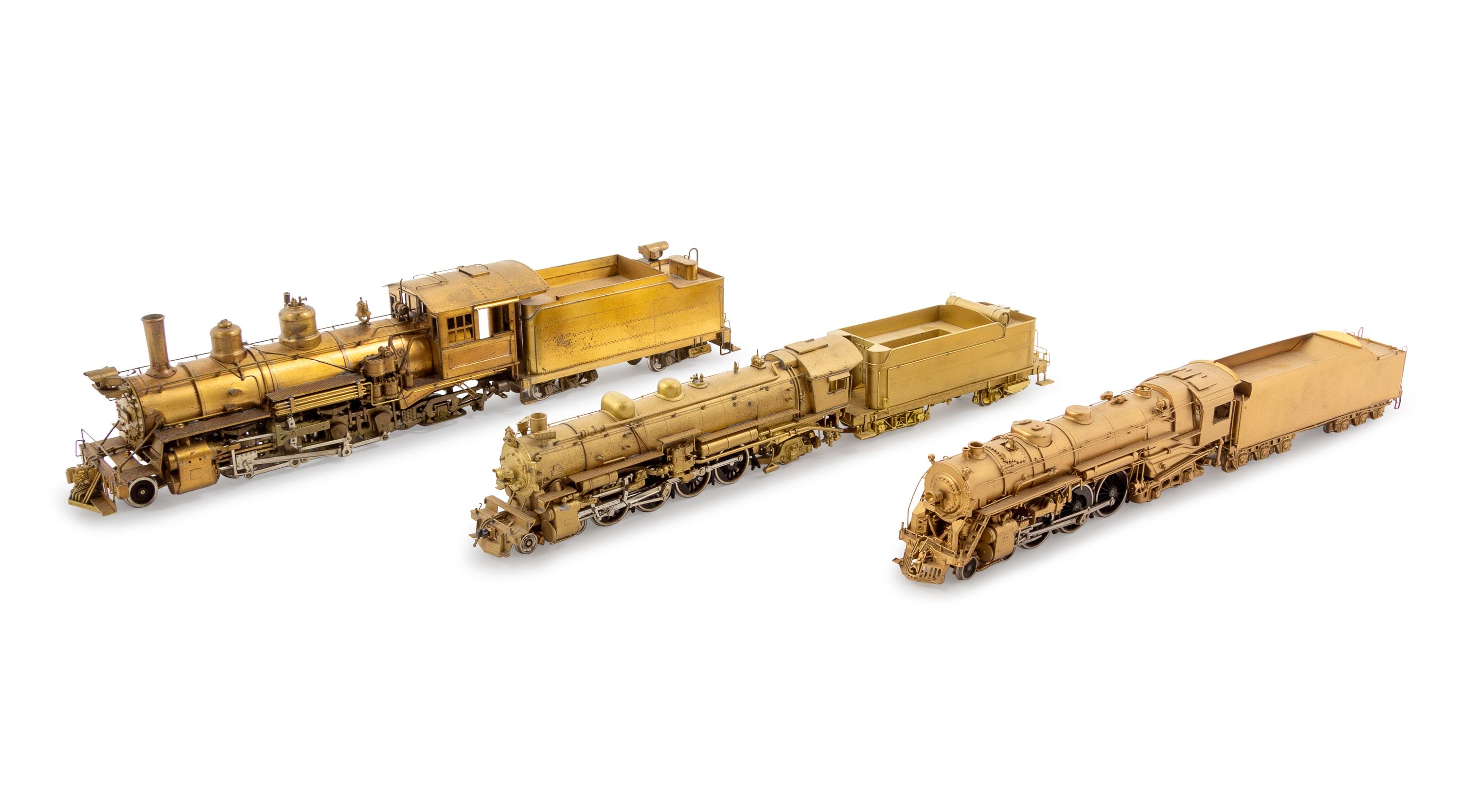 A Group of Three Japanese Brass Locomotive and Tenders