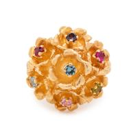 YELLOW GOLD AND MULTIGEM FLOWER RING