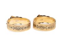 VICTORIAN, PAIR OF LOW KARAT YELLOW GOLD AND ENAMEL BRACELETS